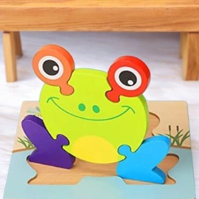 Puzzle en Bois - PuzzlePals™ - Grenouille - Doudou et Fripouille