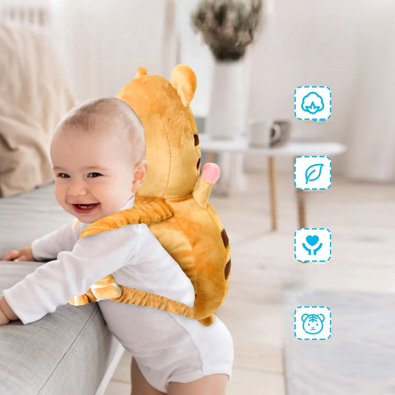 Oreiller pour bebe - OreillerProtectionBébé™ - Tigre - Doudou et Fripouille